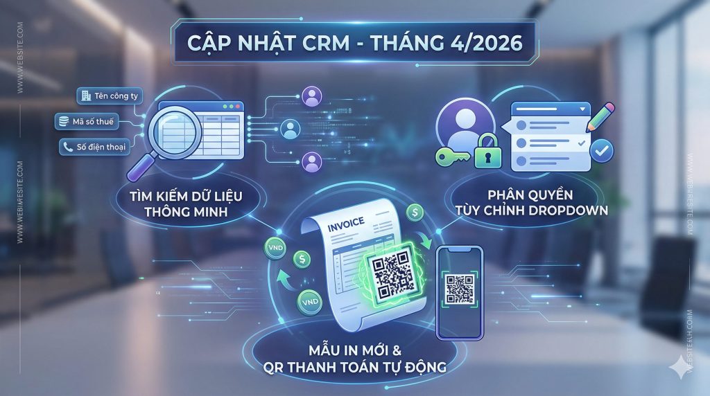 Cập Nhật CRM Online Tháng 4/2026: Tối Ưu Tìm Kiếm, Phân Quyền Linh Hoạt & Tích Hợp QR Code Thanh Toán Tự Động