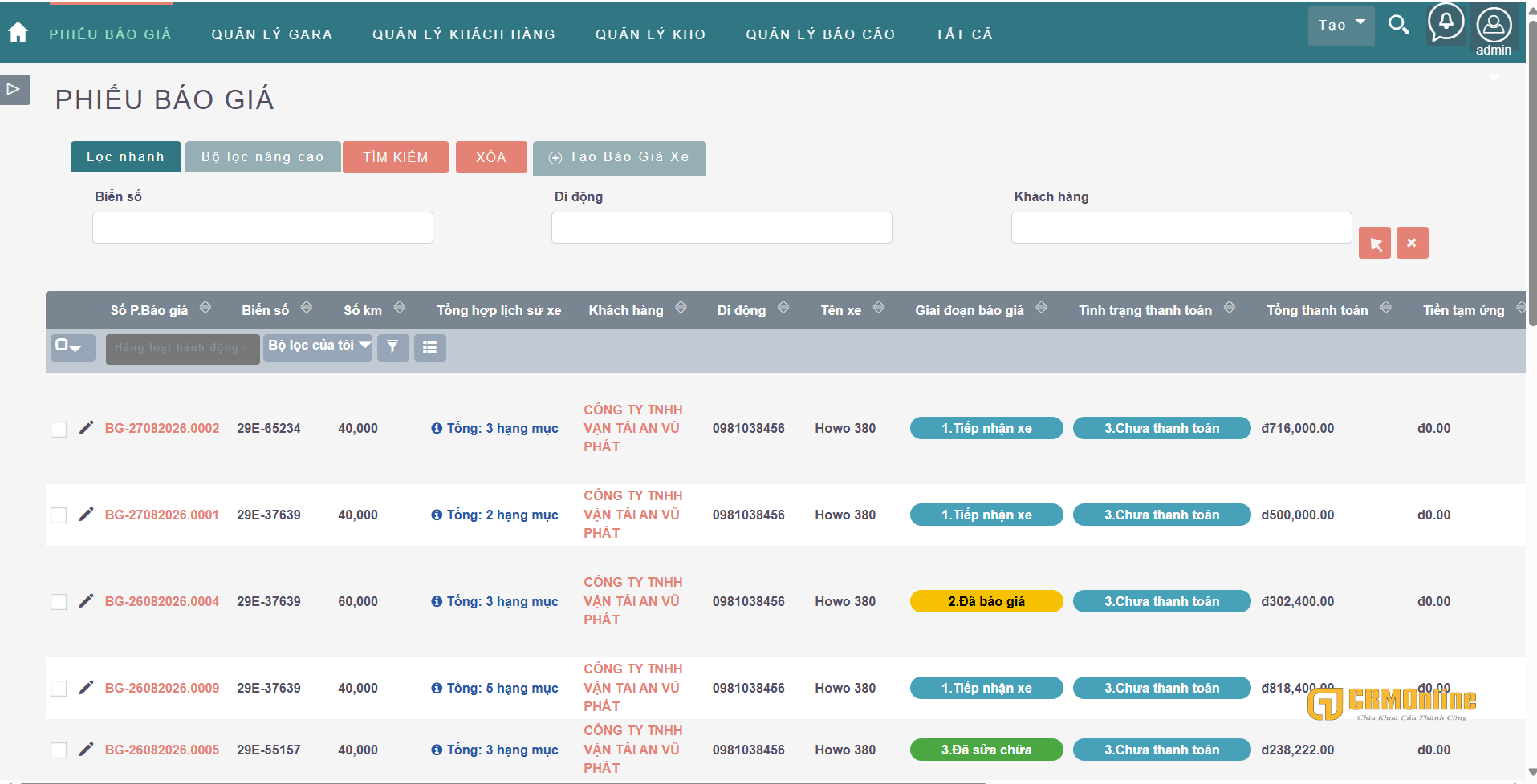 phần mềm gara carsoft