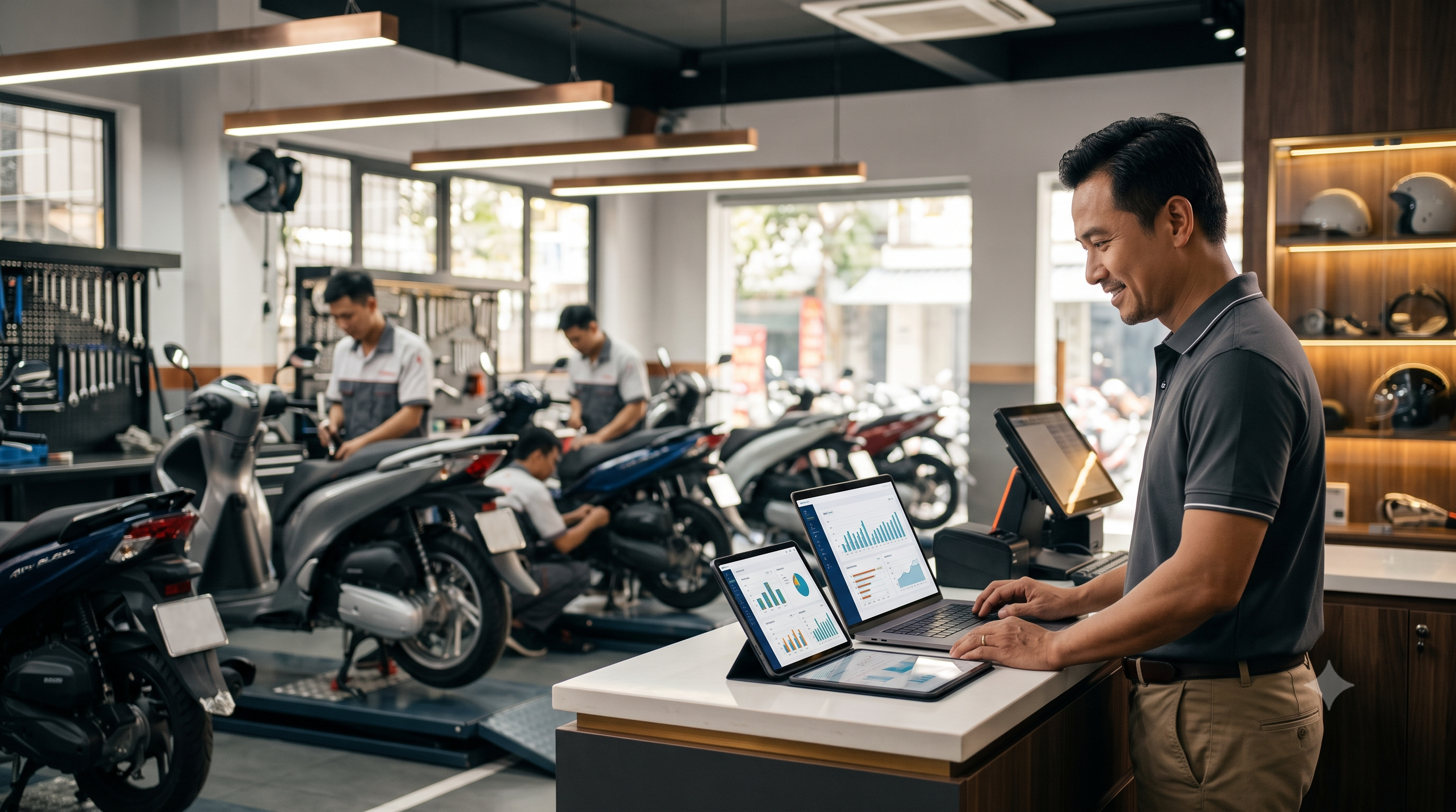 Quản lý doanh thu và lợi nhuận tiệm sửa xe máy